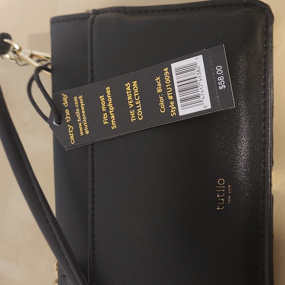 Tutilo Black Crossbody Bag with Gold Clasp and Textured Finish NWT 58$ - Picture 1 of 7
